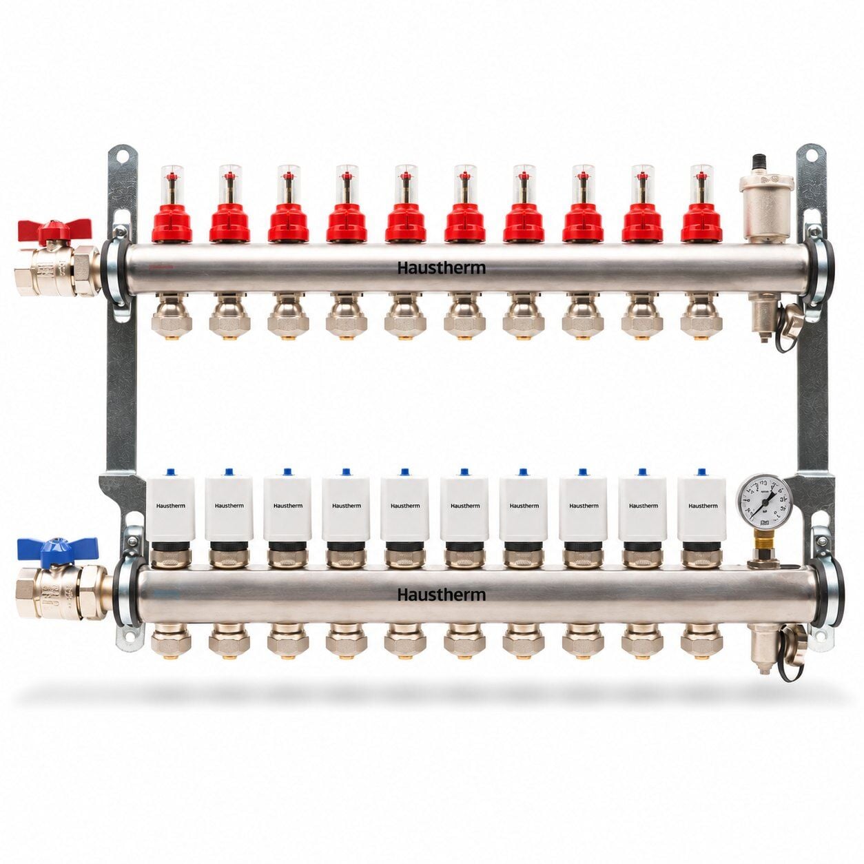 HausTherm Debi Ayarlı Kollektör Seti - Manifold Seti - Paslanmaz Çelik 10'lu