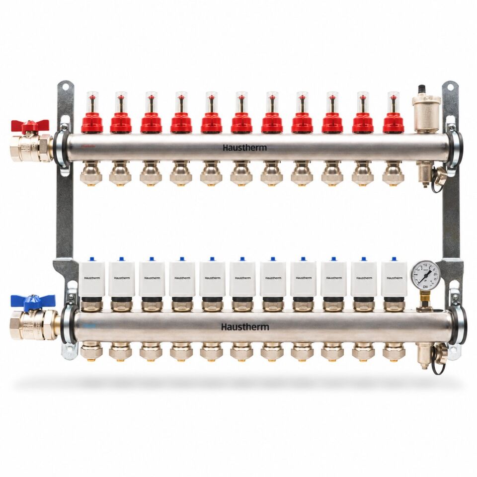 HausTherm Debi Ayarlı Kollektör Seti - Manifold Seti - Paslanmaz Çelik 11'li