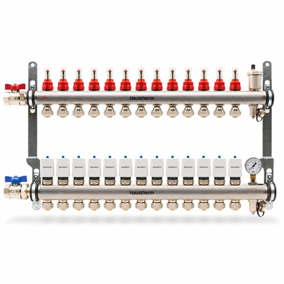 HausTherm Debi Ayarlı Kollektör Seti - Manifold Seti - Paslanmaz Çelik 13'lü