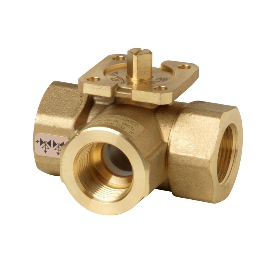 Siemens VBI60 İç Dişli 3 Yollu Yön Değiştirme Küresel Vanası PN40 DN40 (1½”)