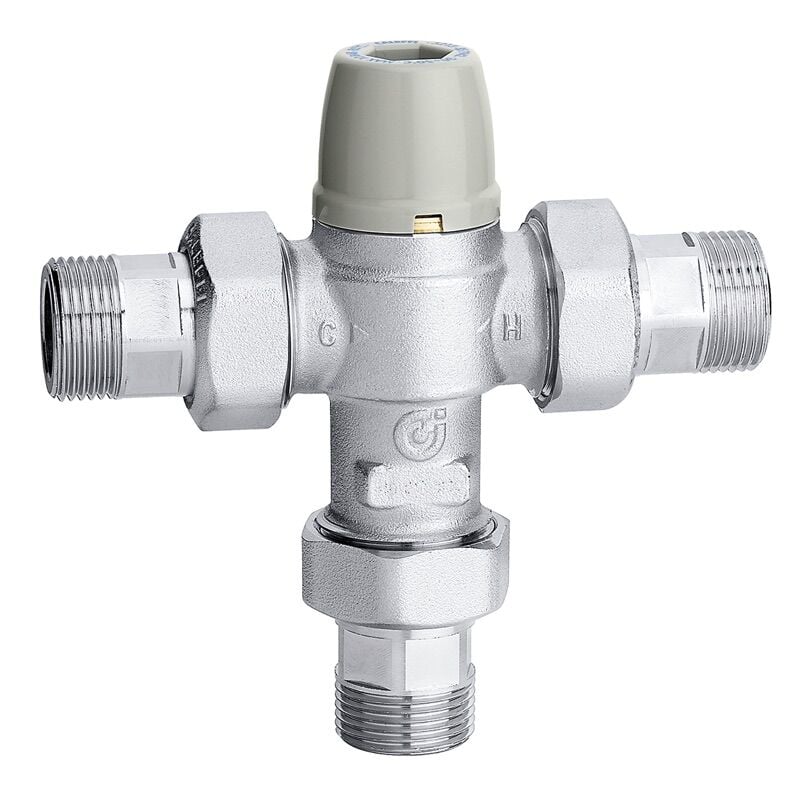 Caleffi 5213 Serisi Ayarlanabilir Termostatik Karışım Vanası – Çekvalfli ve Filtreli
