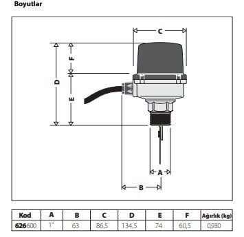 1'' İle 8'' Borulara Uygun Akış Anahtarı - CALEFFİ - 626600