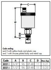 3/8 M Minical Otomatik Purjör Kapatma Musluğu Dahil - CALEFFİ - 502130