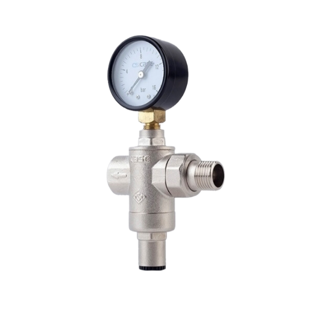 CASE 0615 Pressure Reducing Valve with Union and Pressure Gauge