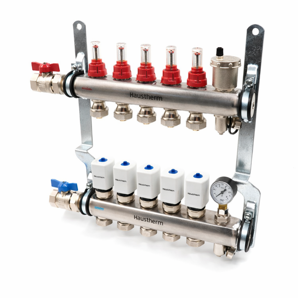 HausTherm Debi Ayarlı Kollektör Seti - Manifold Seti - Paslanmaz Çelik