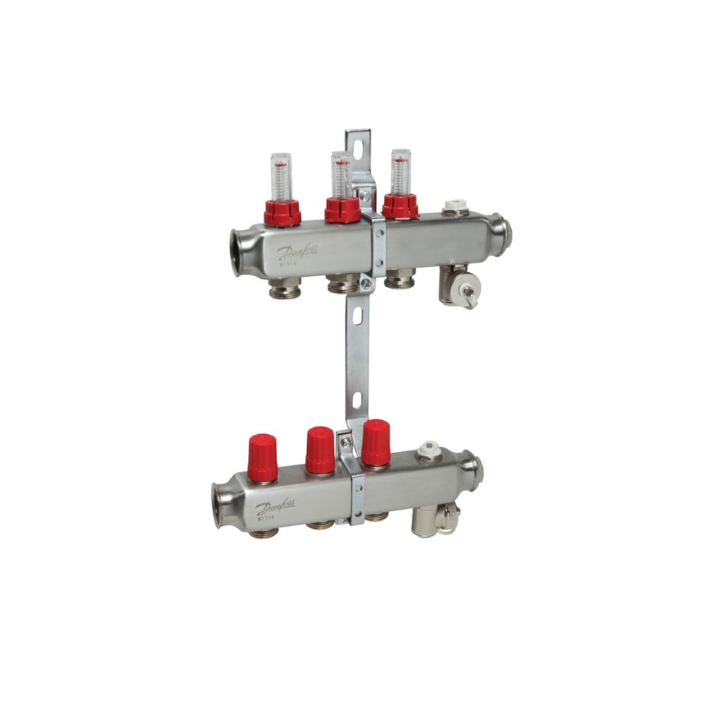 Danfoss SSM Otomasyona Uygun Debimetreli Paslanmaz Çelik Kollektör SSM-F (6 bar) - 3'lü
