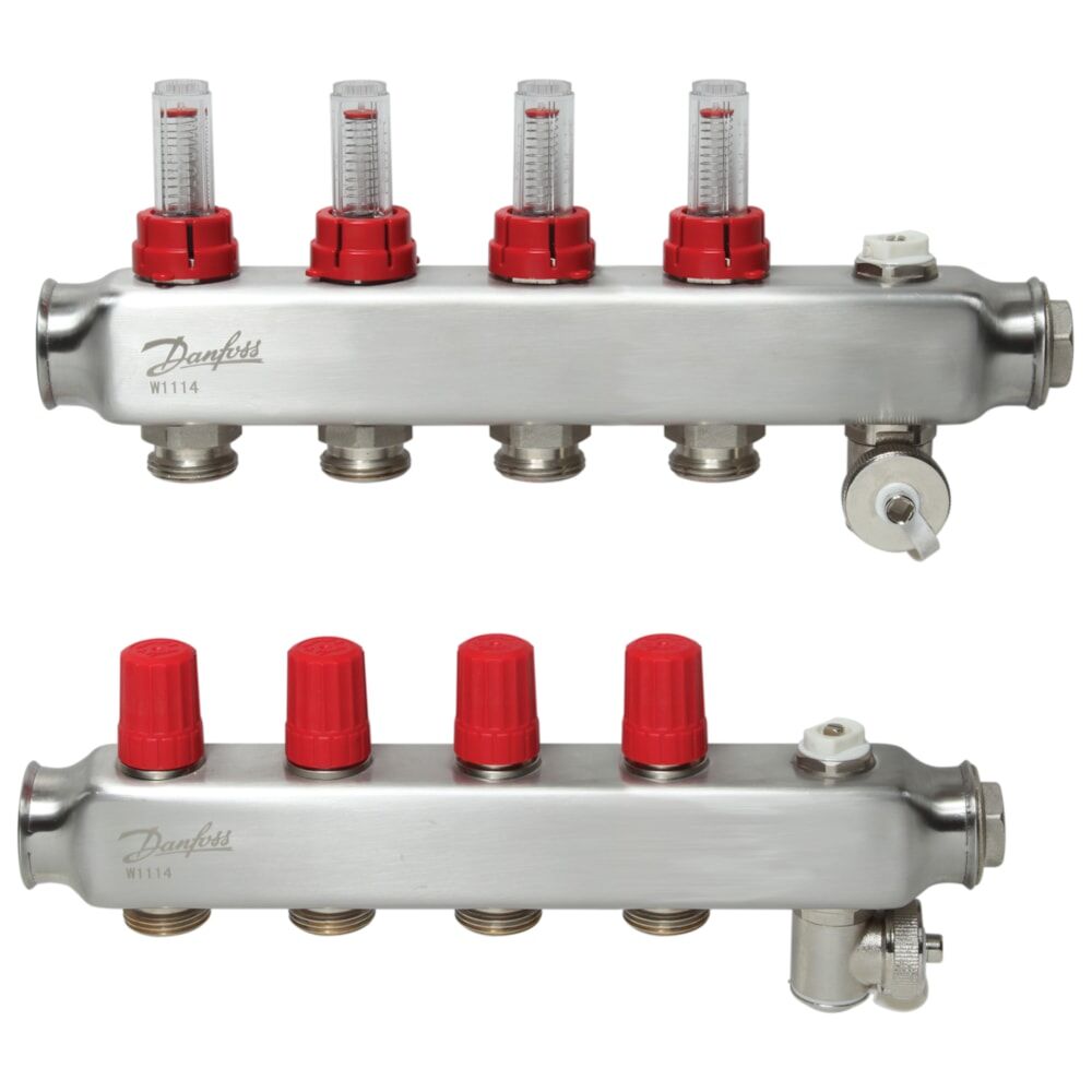 Danfoss SSM Otomasyona Uygun Debimetreli Paslanmaz Çelik Kollektör SSM-F (6 bar) - 4'lü