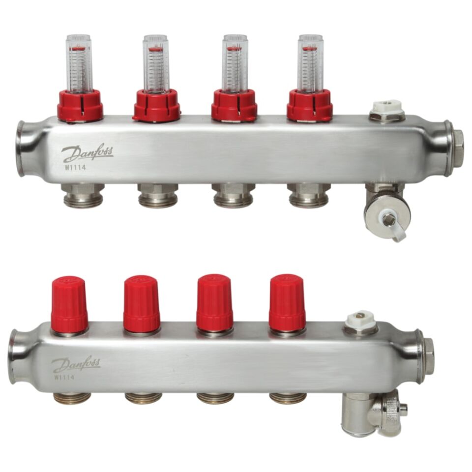 Danfoss SSM Otomasyona Uygun Debimetreli Paslanmaz Çelik Kollektör SSM-F (6 bar) - 4'lü