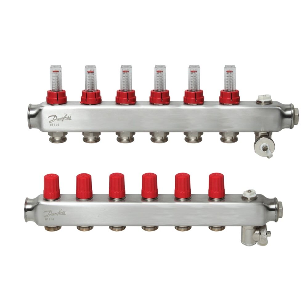 Danfoss SSM Otomasyona Uygun Debimetreli Paslanmaz Çelik Kollektör SSM-F (6 bar) - 6'lı