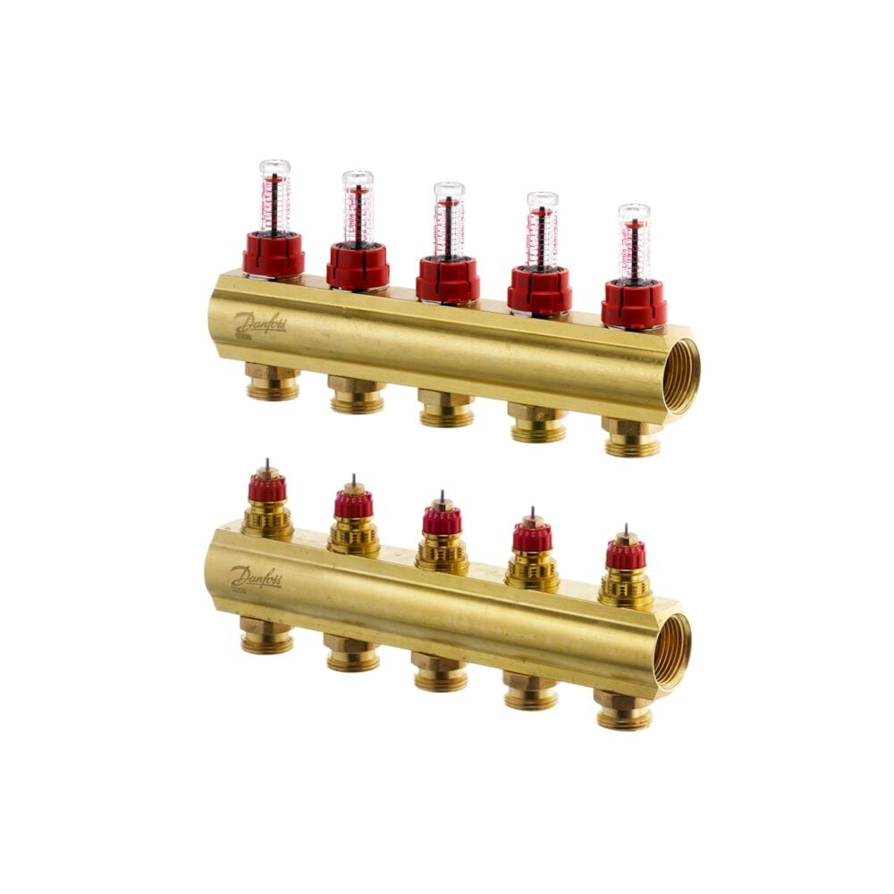 Danfoss FHF 4F Otomasyona Uygun Debimetreli Pirinç Kollektör 5'li - 6 Bar