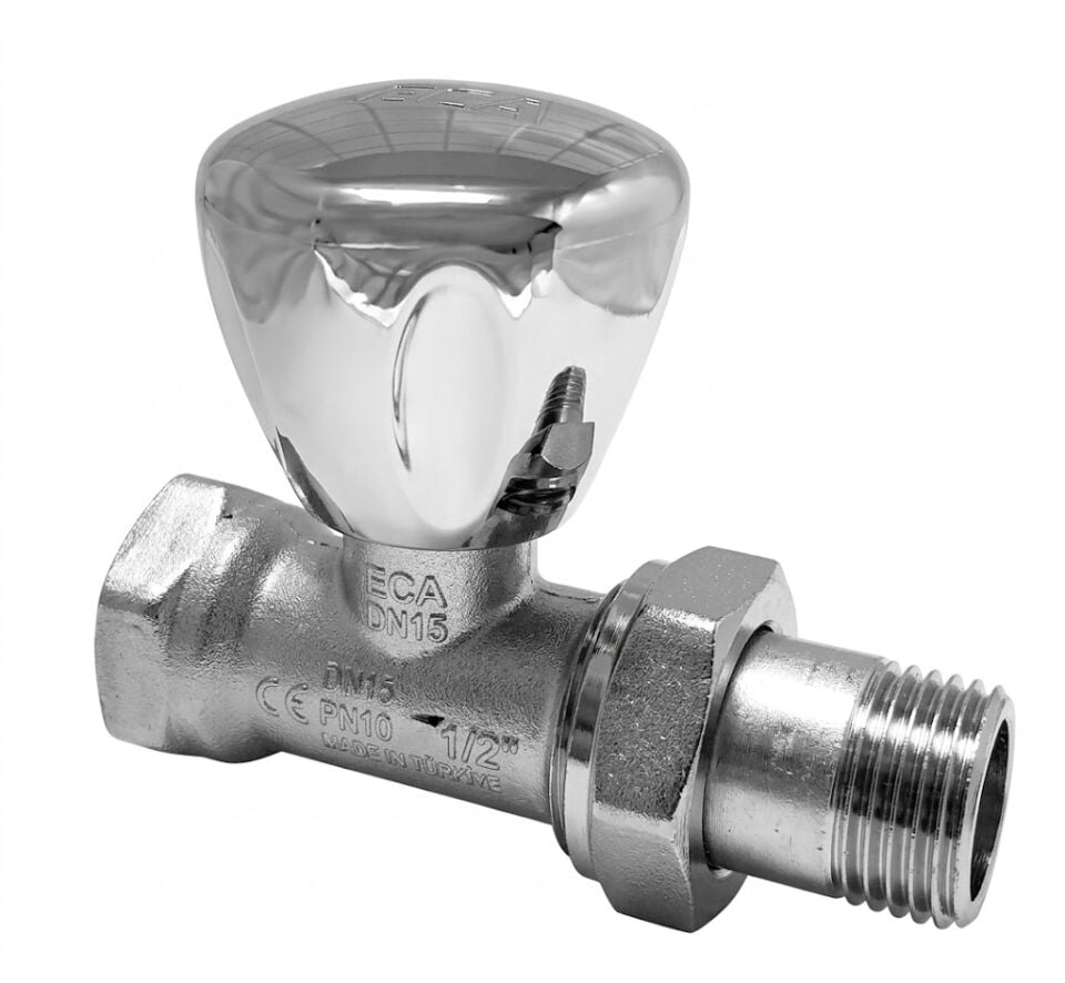 ECA Radyatör Valfi, Krom Kaplamalı, Düz 1/2''