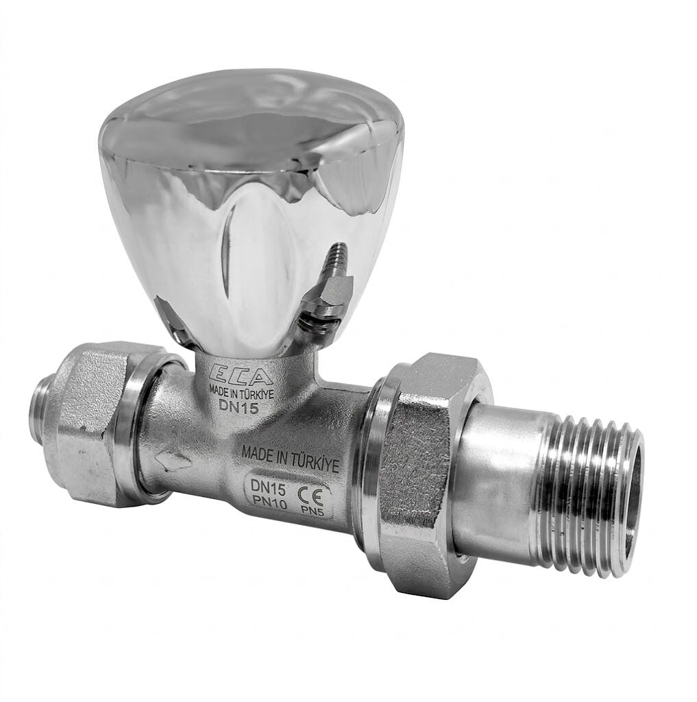 ECA Radyatör Valfi, Krom Kaplamalı, Düz Pex 1/2''