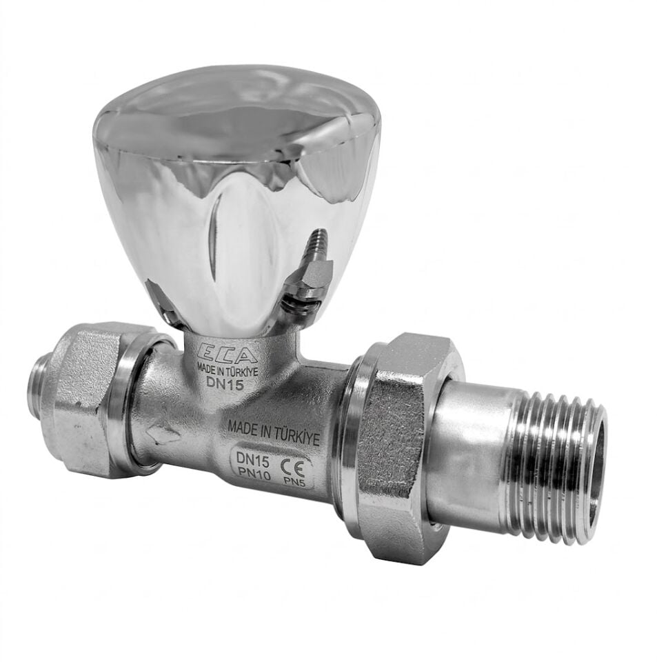 ECA Radyatör Valfi, Krom Kaplamalı, Düz Pex 1/2''