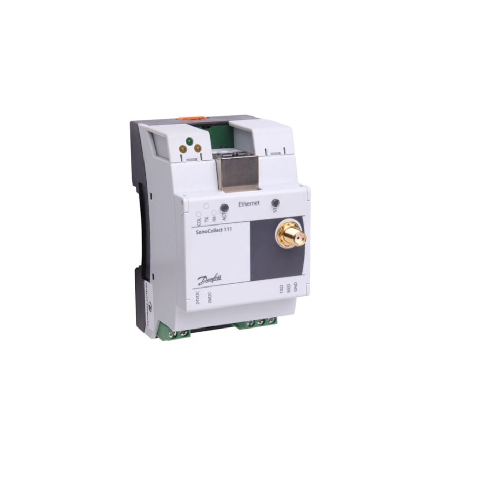 Danfoss SonoCollect 111 E-WM-500, M-Bus ve RF Okuma Modülü, 500 adede kadar sayaç okuma kapasiteli, TCP/IP ve Modbus TCP çıkışlı, 24VDC beslemeli