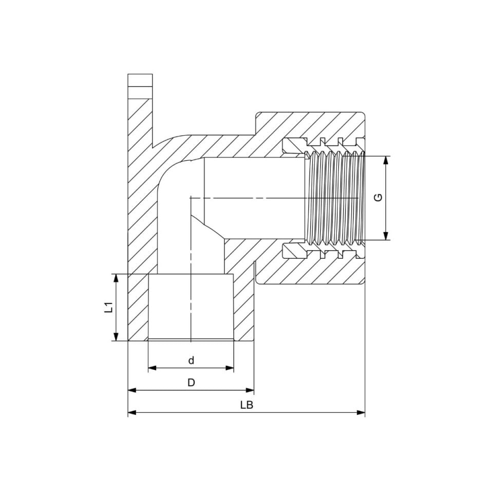 GF+ Aquasystem PP-R Female Threaded Wall Elbow (with mounting plate)