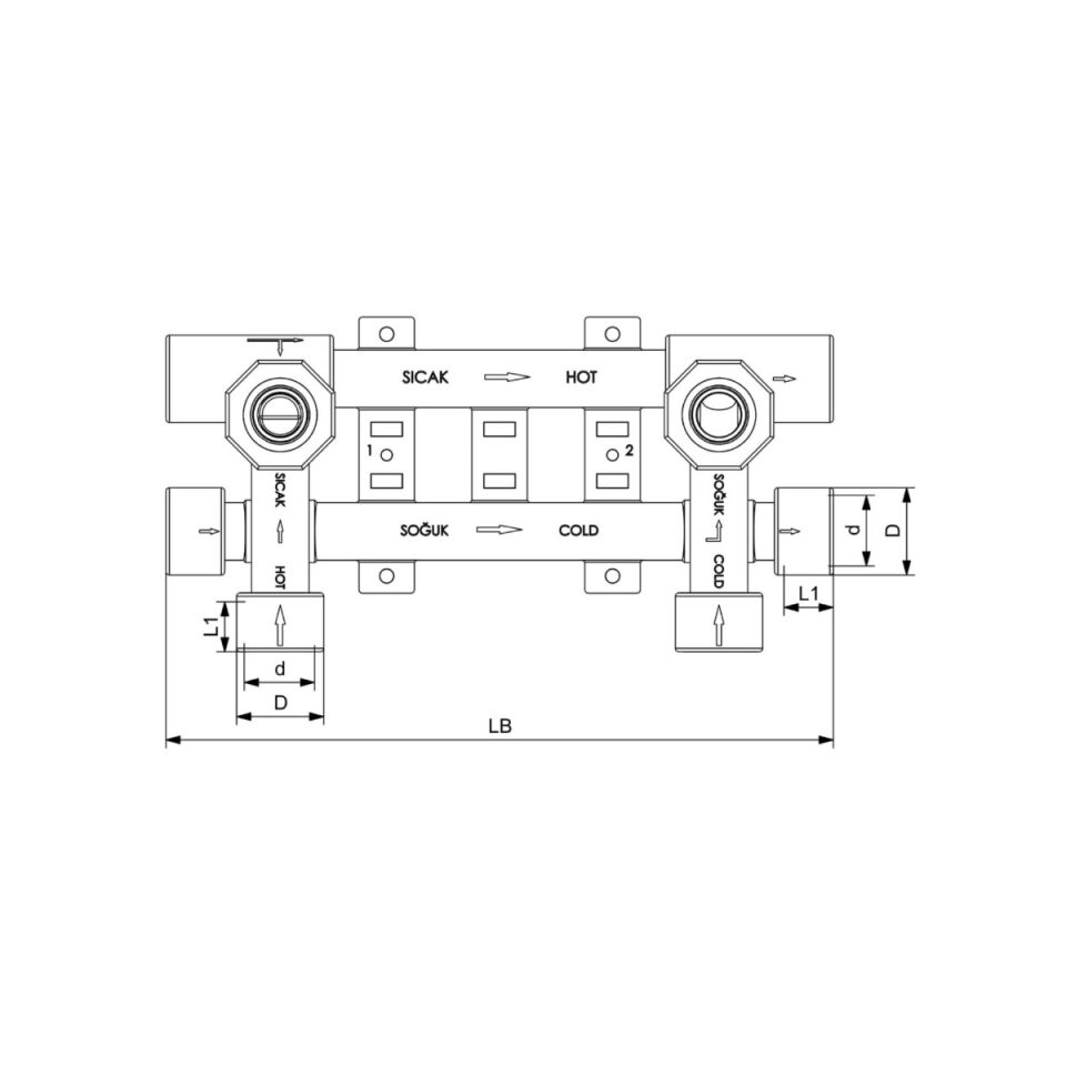 GF+ Aquasystem PP-R Six-Port Faucet Connection 20 mm - 1/2″