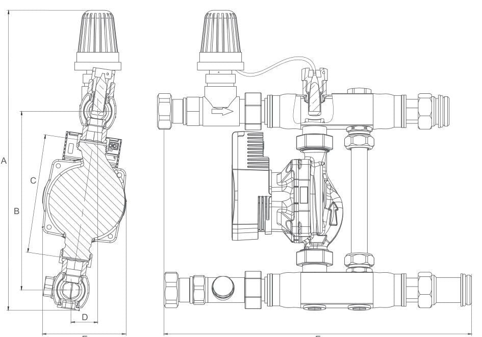 Haustherm Underfloor Heating Pump Mixing Unit F36 (20–50 °C, Pump Included)