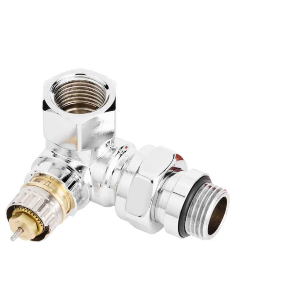 Danfoss RA-NCX Krom Termostatik Vana Gövdesi/Krom Dönüş Vanası – DN15 (1/2'') Çift sağa köşe