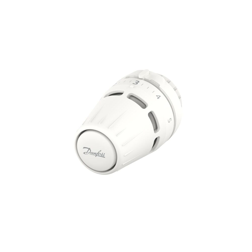 Danfoss Tilde - Regus Sıvı sensörlü, Alt ve üst sıcaklıklar limitlenebilir, 8-28°C arası ayarlanabilir, RA Bağlantı, Beyaz, Kesme fonksiyonlu