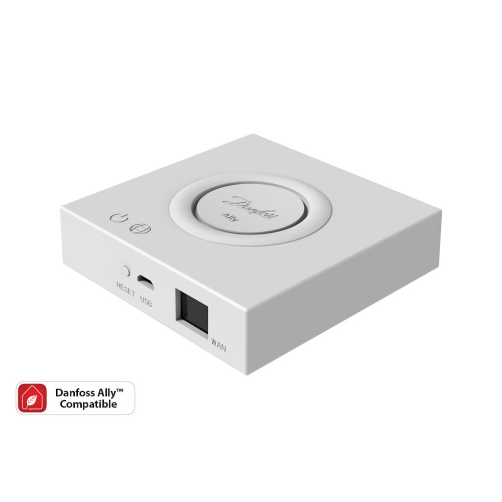Danfoss Ally™ Zigbee protokolü ile haberleşebilen Gateway, App destekli, Güç ve internet LAN kablosu dahil set