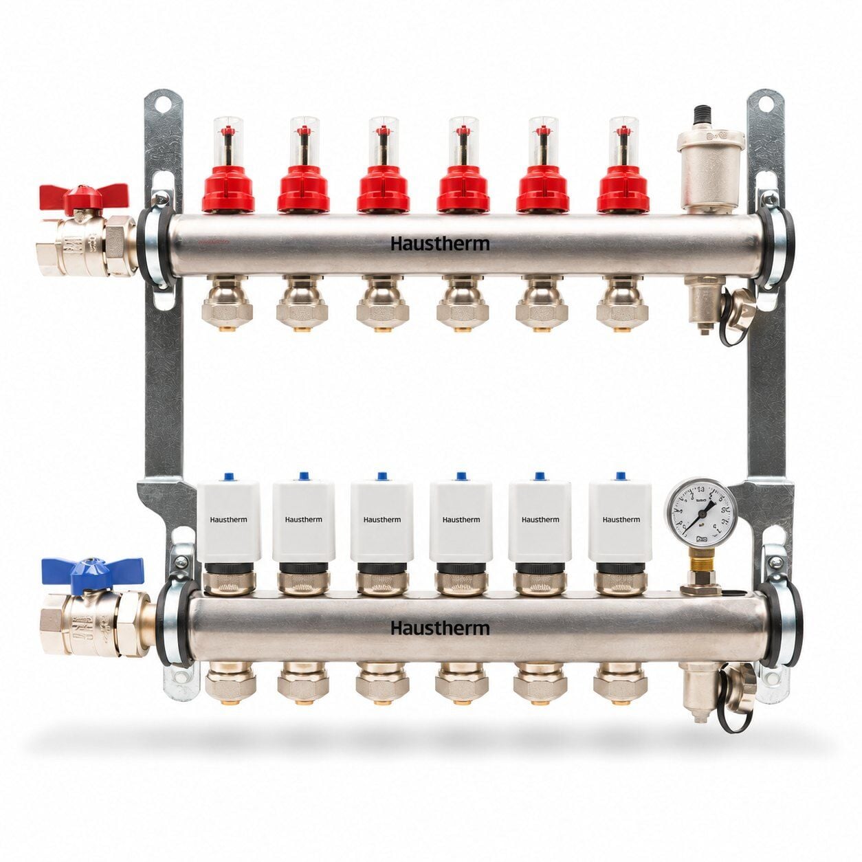 HausTherm Debi Ayarlı Kollektör Seti - Manifold Seti - Paslanmaz Çelik 6'lı