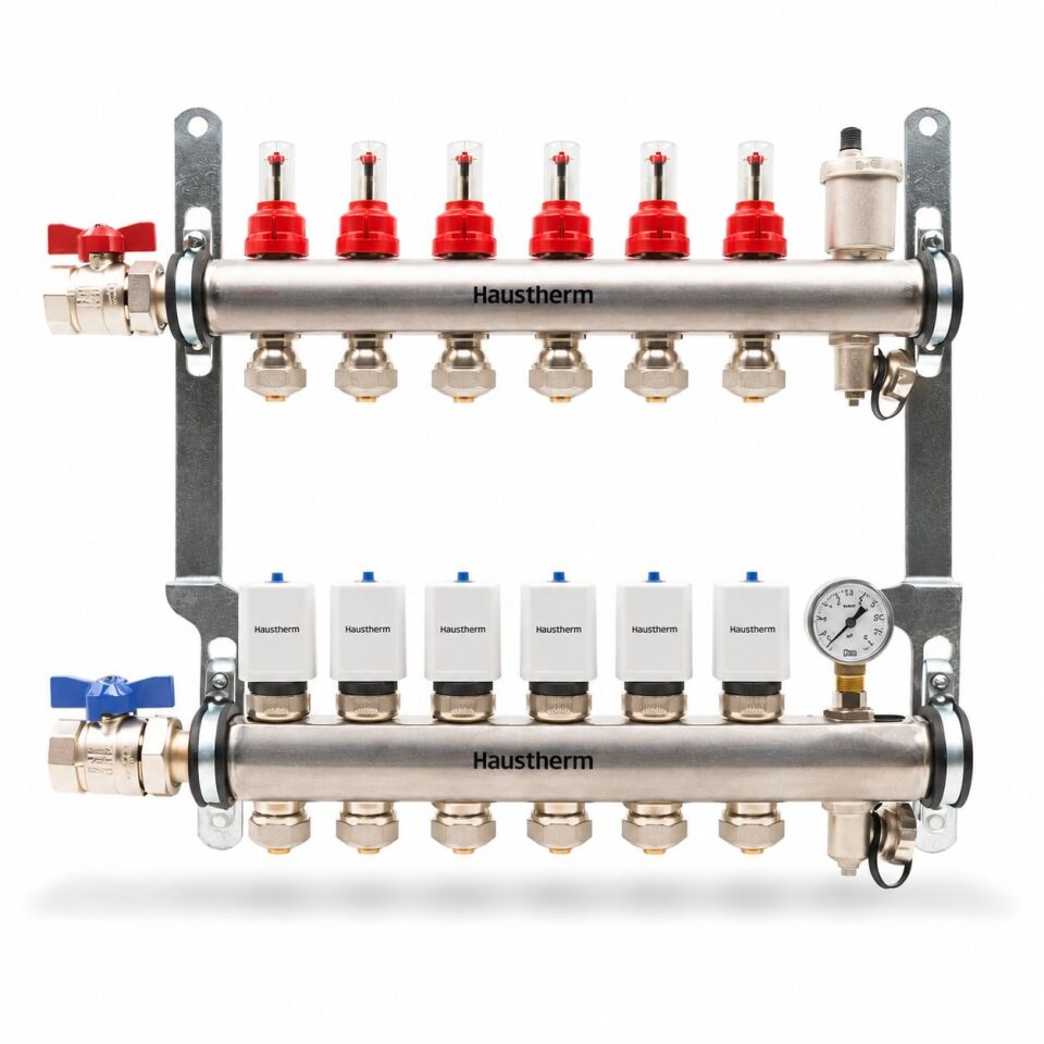 HausTherm Debi Ayarlı Kollektör Seti - Manifold Seti - Paslanmaz Çelik 6'lı