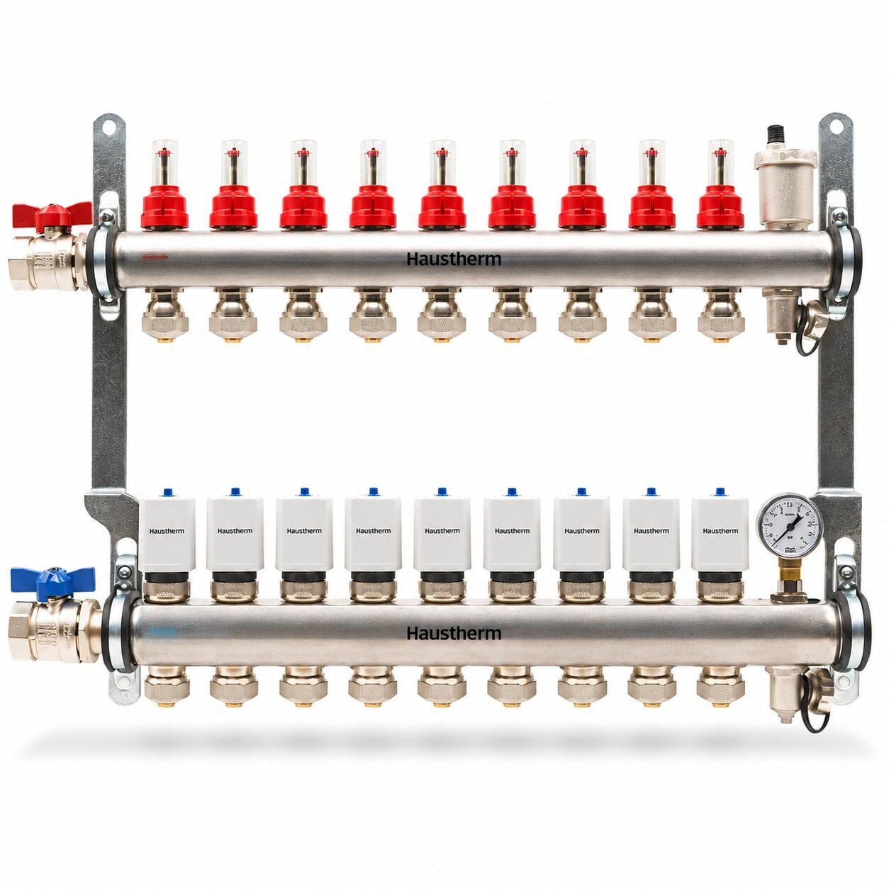 HausTherm Debi Ayarlı Kollektör Seti - Manifold Seti - Paslanmaz Çelik 9'lu
